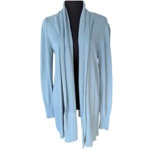 LOFT Open Front Cardigan Womens L Blue Minimalist Cozy Work Normcore Relaxed